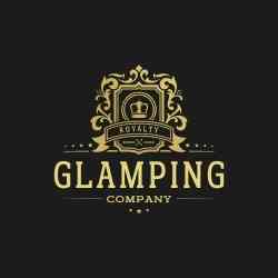 Gold Vintage Ornament Logo Royalty Glamping Logo